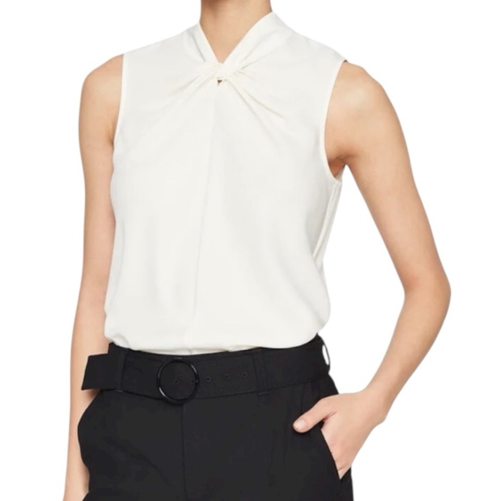 Club Monaco Sleeveless Twist Front Blouse, Cream, Sz XS